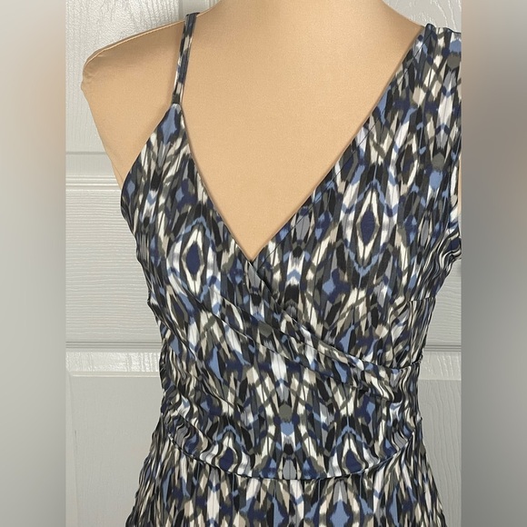 DEBORAH VIERECK ~Olive & Oak Blue Sheath V-Neck Midi Dress XS - Picture 10 of 11